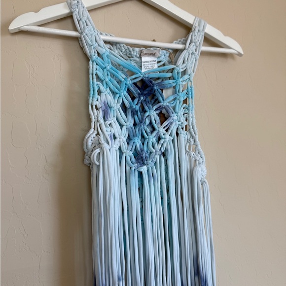 Charmosa Maya Swim Crochet Maxi Length Cover Up Blue White Macrame Resort S - Picture 9 of 9